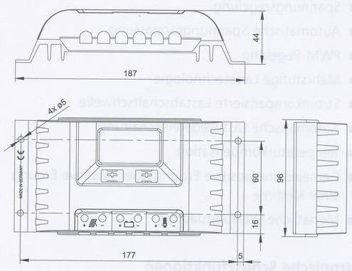 Solarladeregler Steca PR 1010 Abmessungen